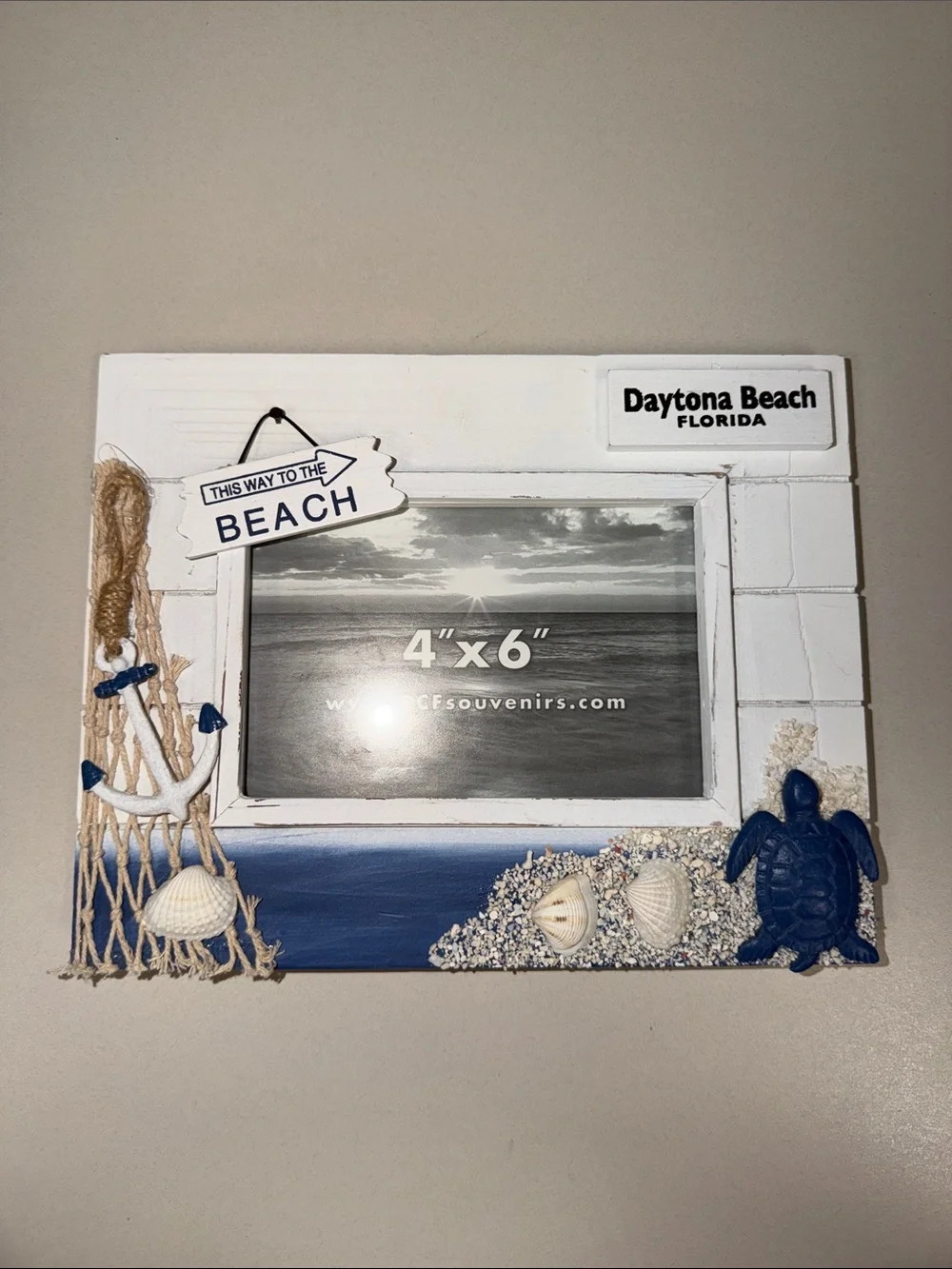 Daytona Beach FL 4 x 6 Beach House White Blue Picture Frame